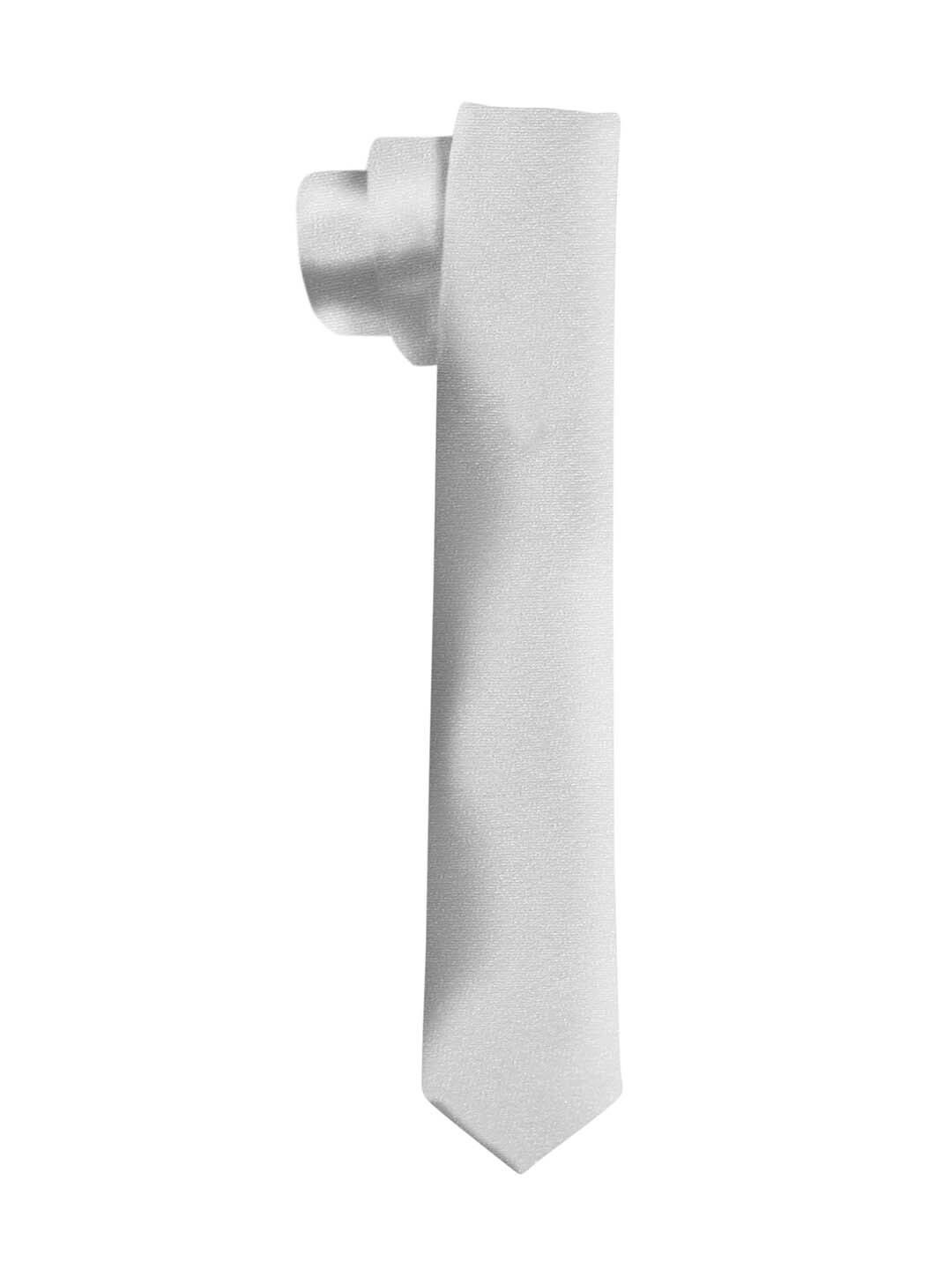 

SCHARF Men Satin Skinny Tie, Silver