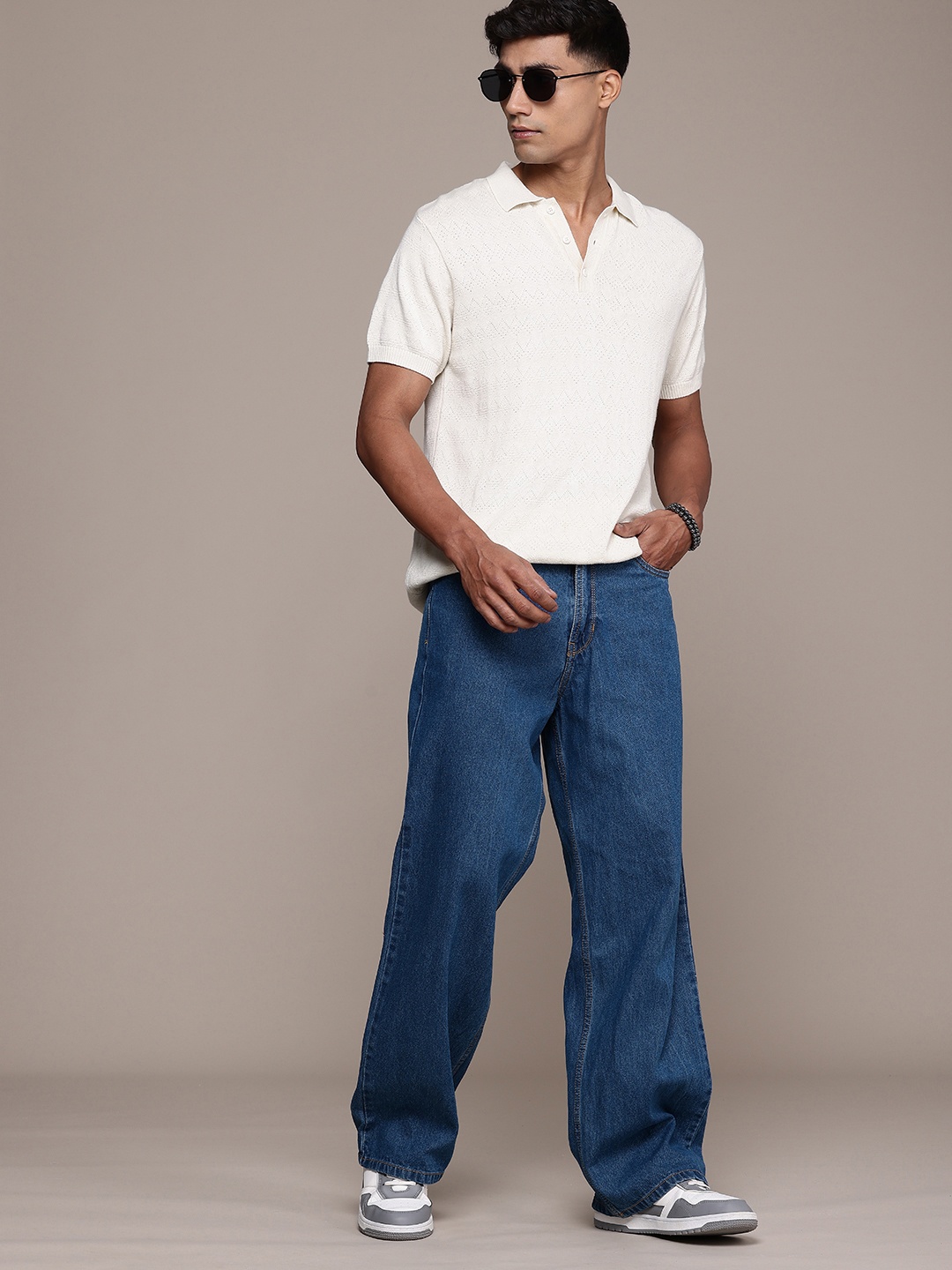 

Roadster Men Wide Leg Jeans, Blue