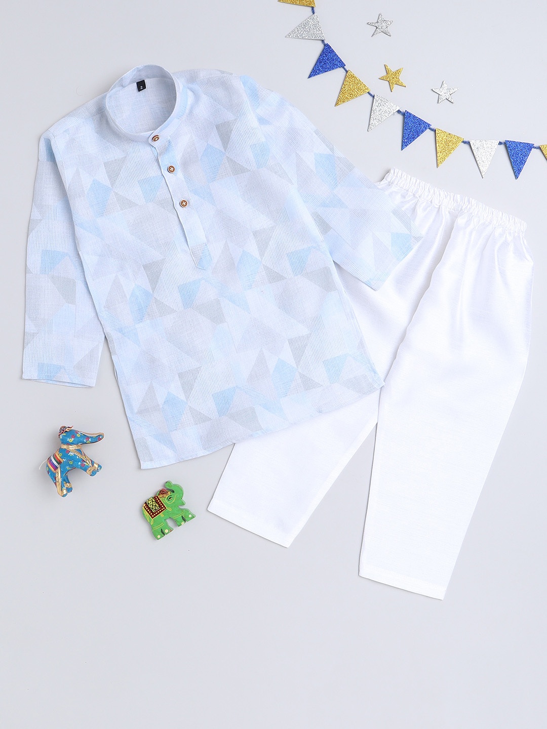 

Lil homies Boys Printed Kurta With Pyjamas, Blue