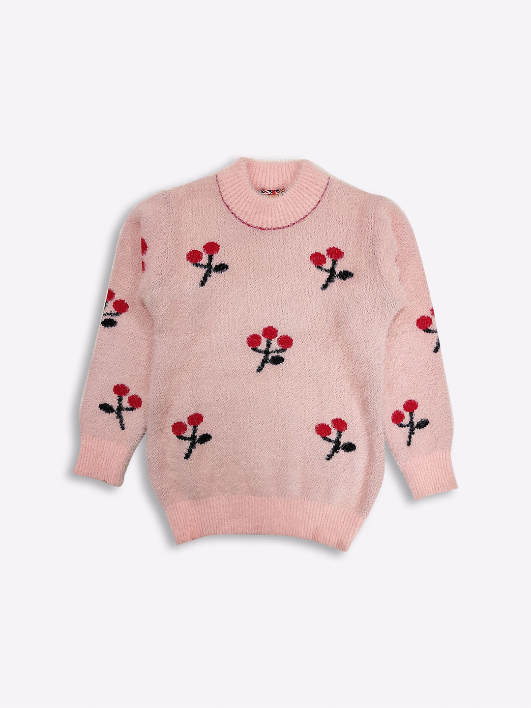 

GAME BEGINS Girls Floral Self Design Acrylic Pullover, Pink