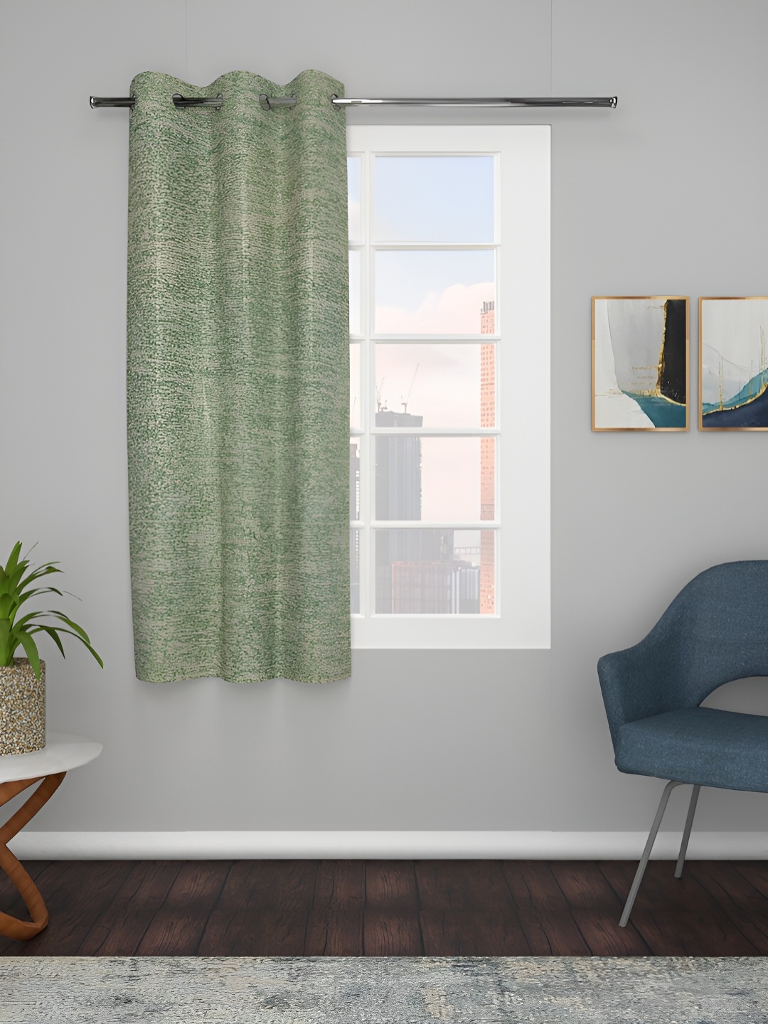 

THE CONVERSION Green Abstract Printed Window Curtain