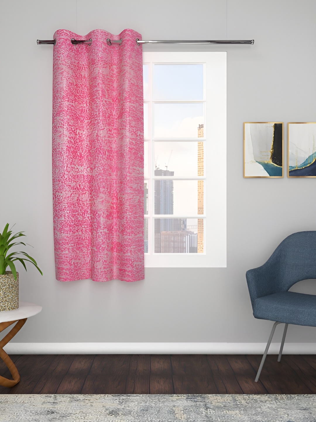 

THE CONVERSION Pink Abstract Printed Window Curtain