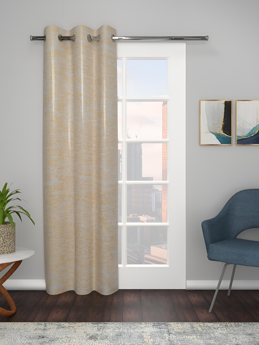 

THE CONVERSION Rust Abstarct Printed Microfiber Long Door Curtain