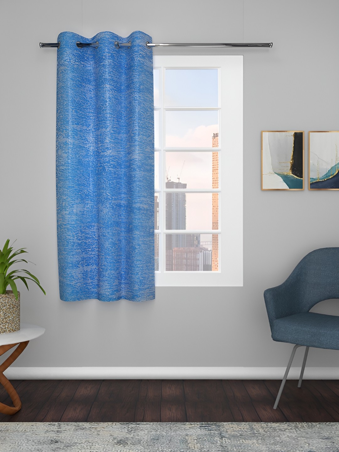 

THE CONVERSION Blue Abstract Printed Window Curtain