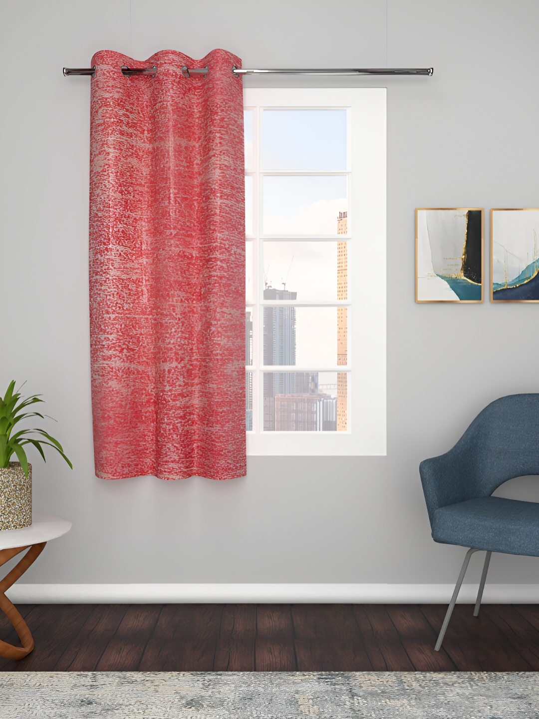 

THE CONVERSION Red Eyelet Abstract Window Curtain