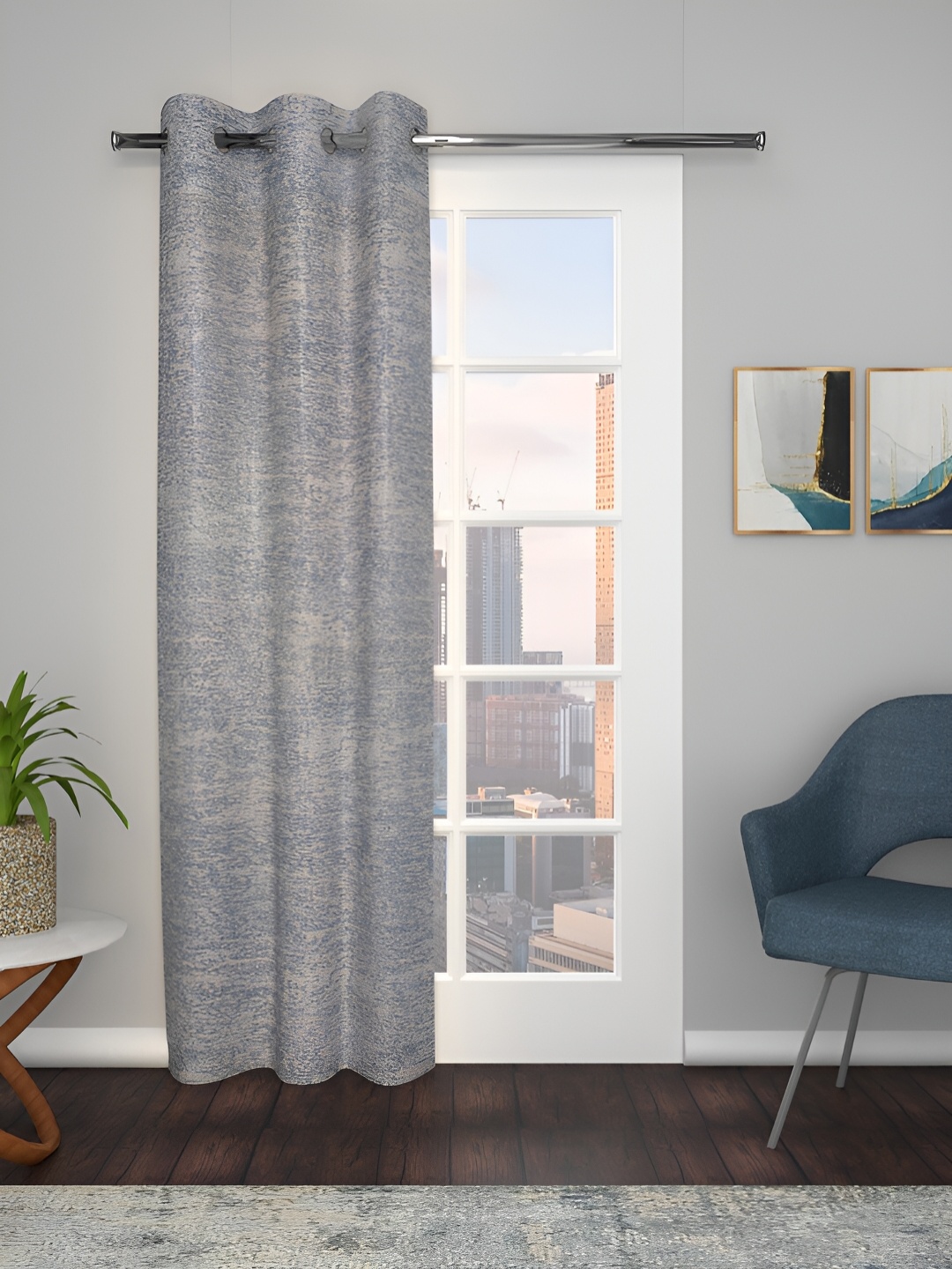 

THE CONVERSION Grey Abstract Printed Long Door Curtain