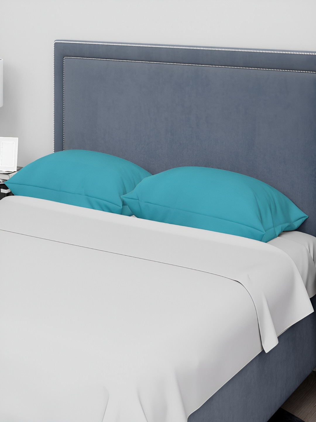 

ERIC LONDON Turquoise Blue 2 Pieces Satin Rectangle Pillow Covers