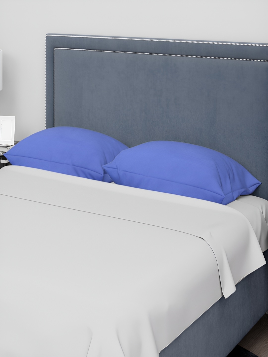 

ERIC LONDON Blue 2 Pieces Satin Rectangle Pillow Covers