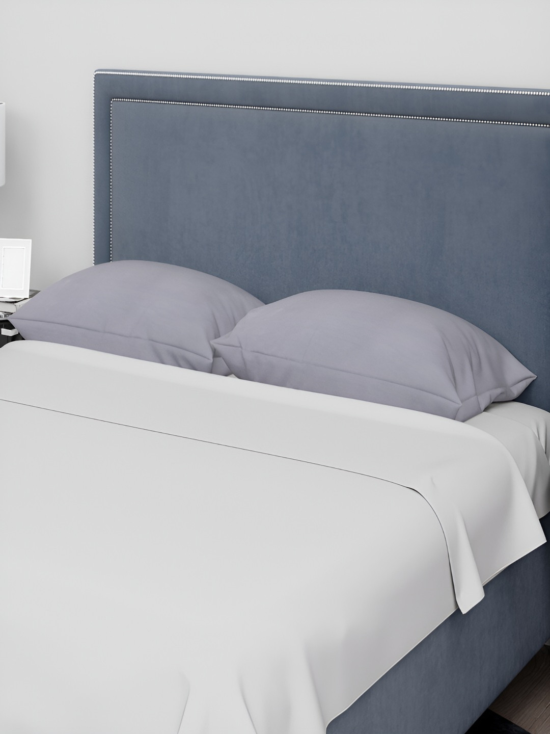 

ERIC LONDON Grey 2 Pieces Satin Rectangle Pillow Covers