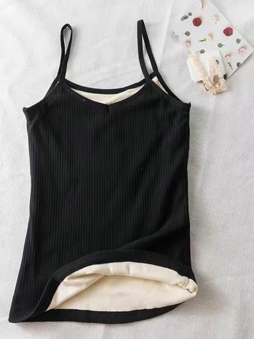 

Alexvyan Fleece Thermal Camisole Top, Black