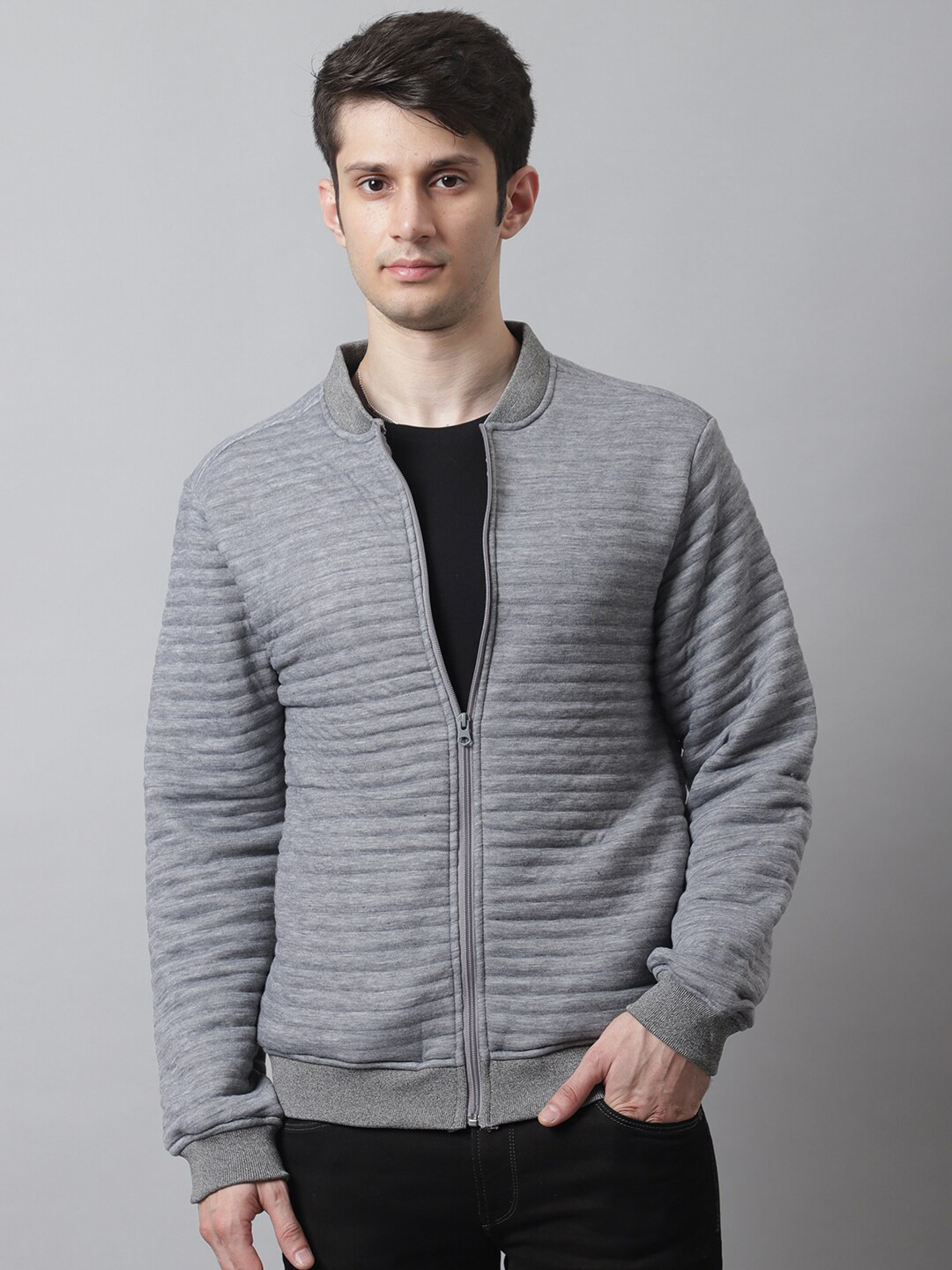 

HOUSE OF VEDAS Self Design Long Sleeves Fleece Sweatshirt, Grey