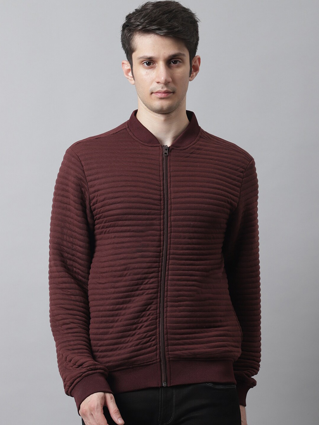 

HOUSE OF VEDAS Self Design Long Sleeves Fleece Sweatshirt, Brown
