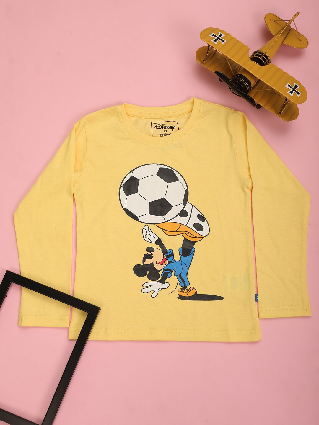 

V-Mart Boys Mickey Mouse Graphic Printed Cotton T-shirt, Yellow