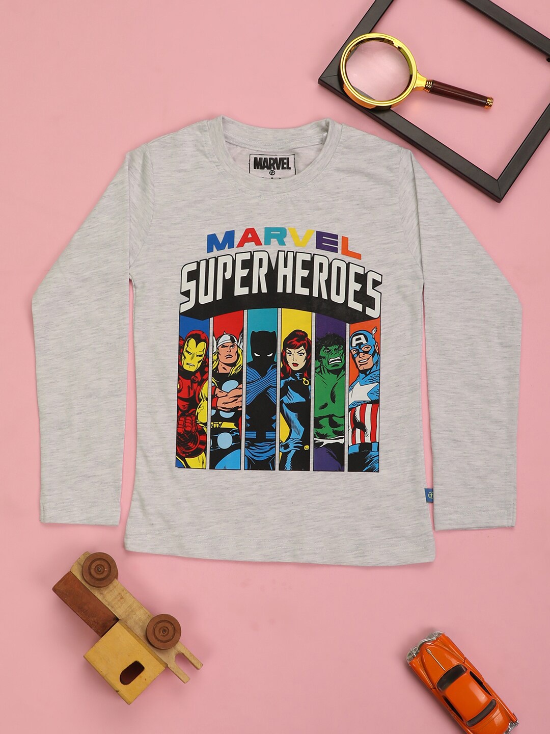 

V-Mart Boys Marvel Graphic Printed Cotton T-shirt, Grey