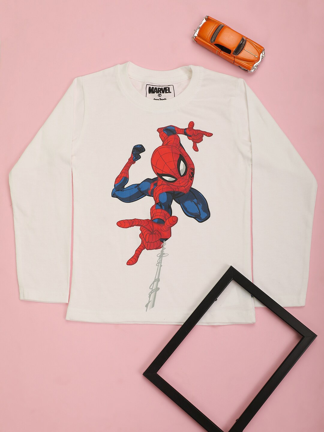 

V-Mart Boys Spider Man Printed Cotton T-shirt, Off white