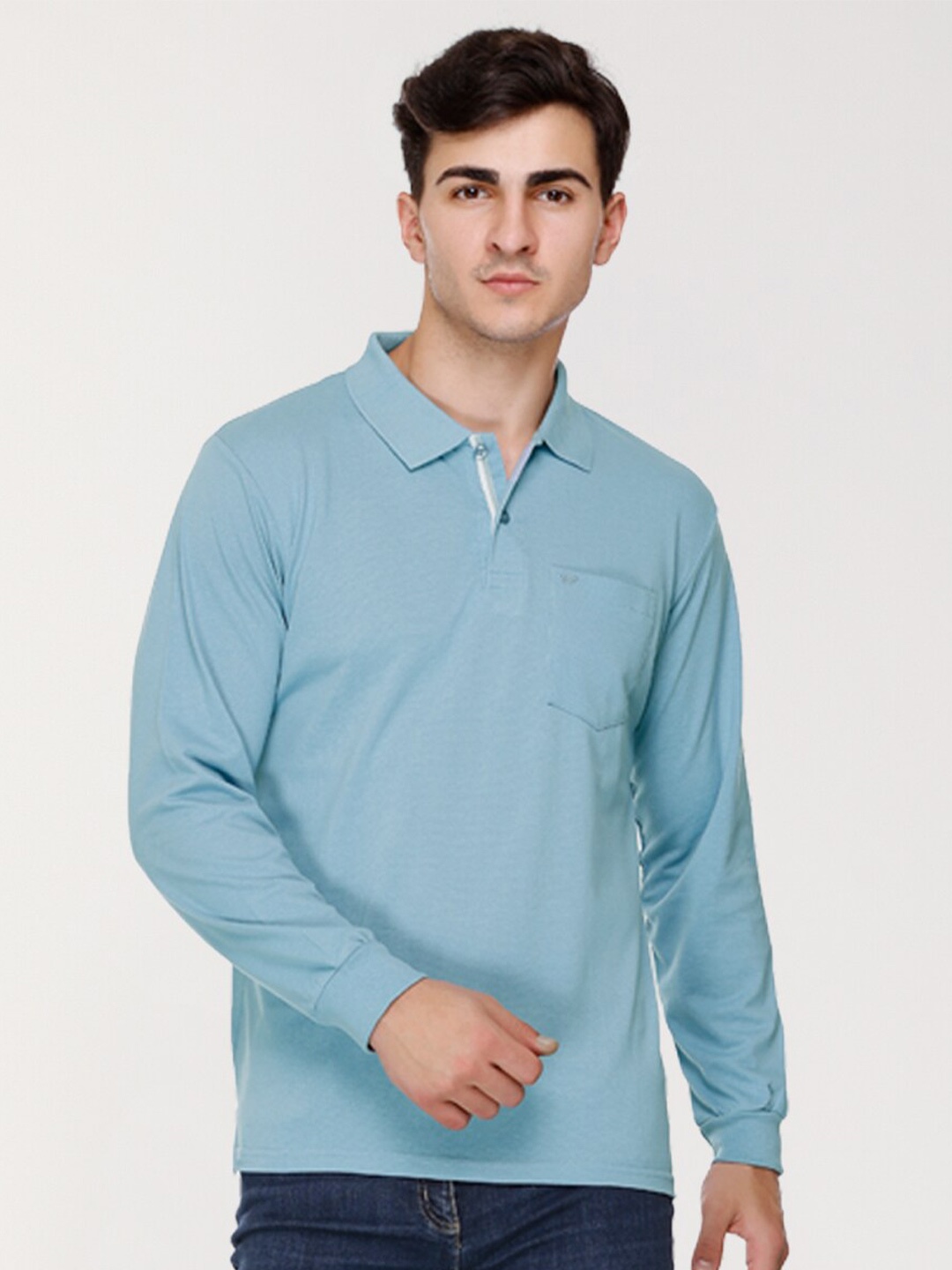 

ARRAY Polo Collar Cotton T-shirt, Blue