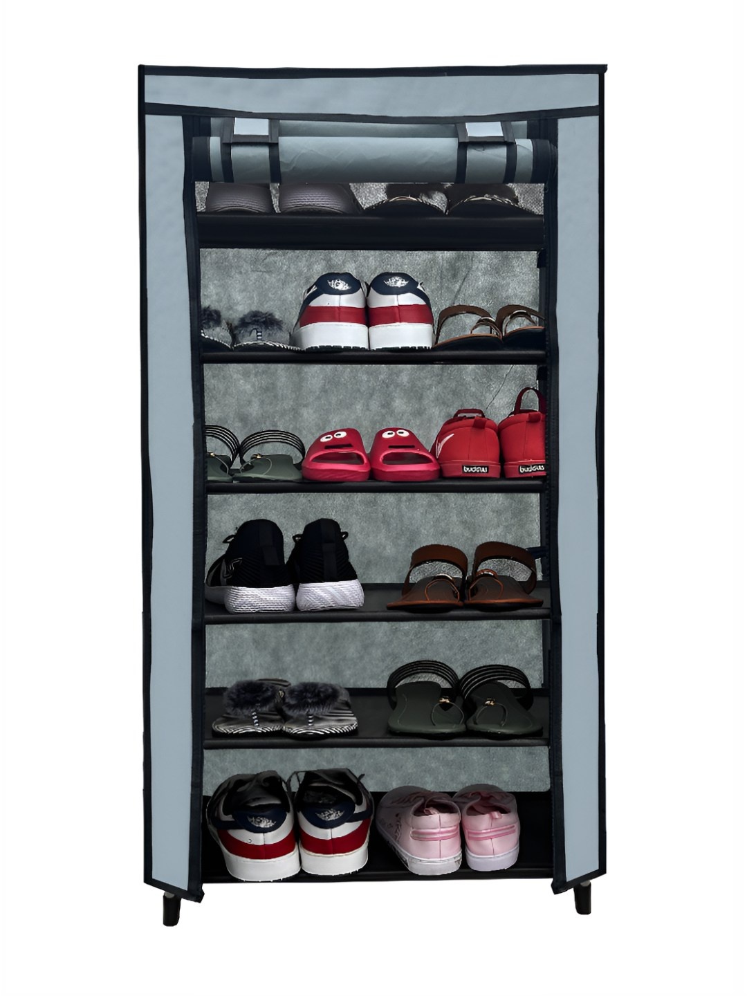 

Urban Choice Grey Non Woven Waterproof 6 Layered Shoes Rack