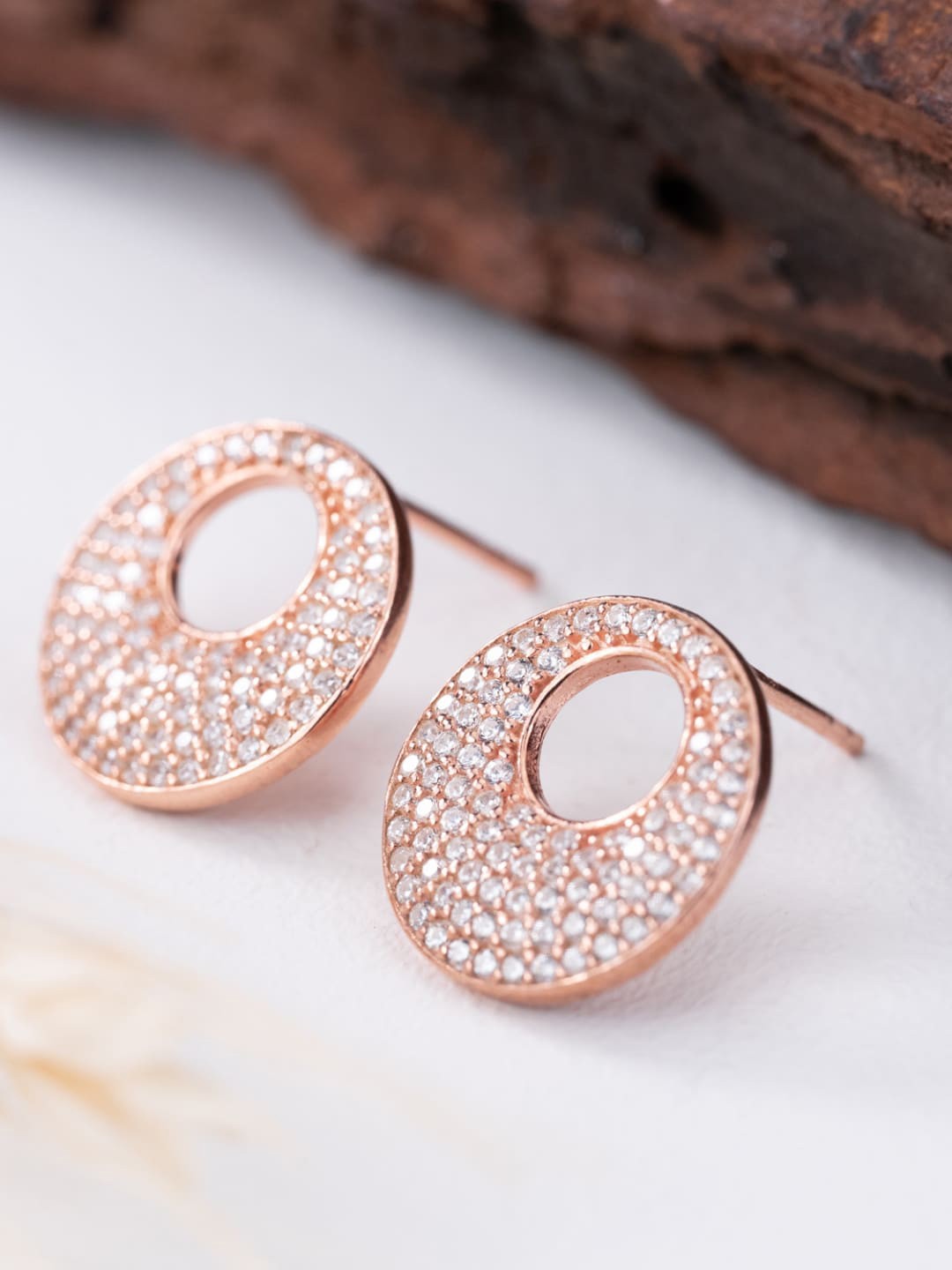 

MISS JO Rose Gold-Plated 92.5 Sterling Silver Stone Studded Hoop Earrings