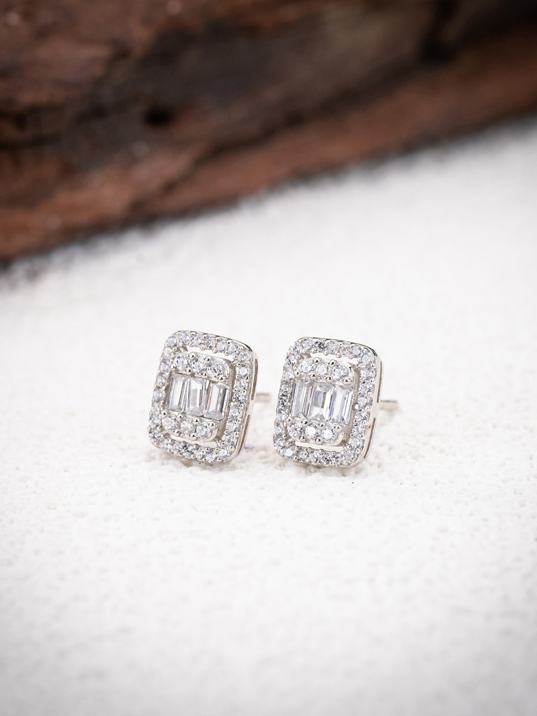 

MISS JO Silver-Plated 92.5 Sterling Silver Studs Earrings