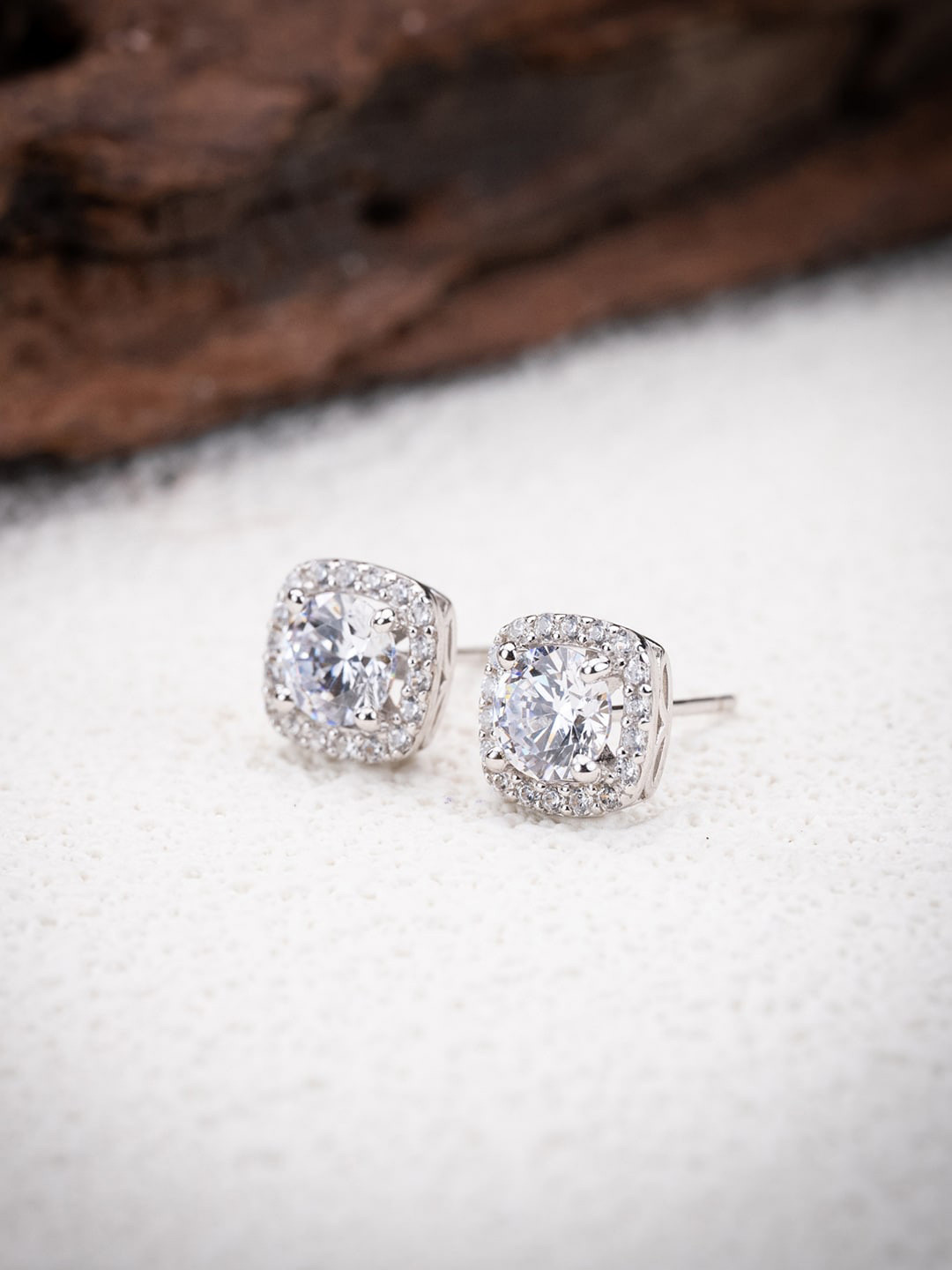 

MISS JO Silver-Plated 92.5 Sterling Silver Studs Earrings