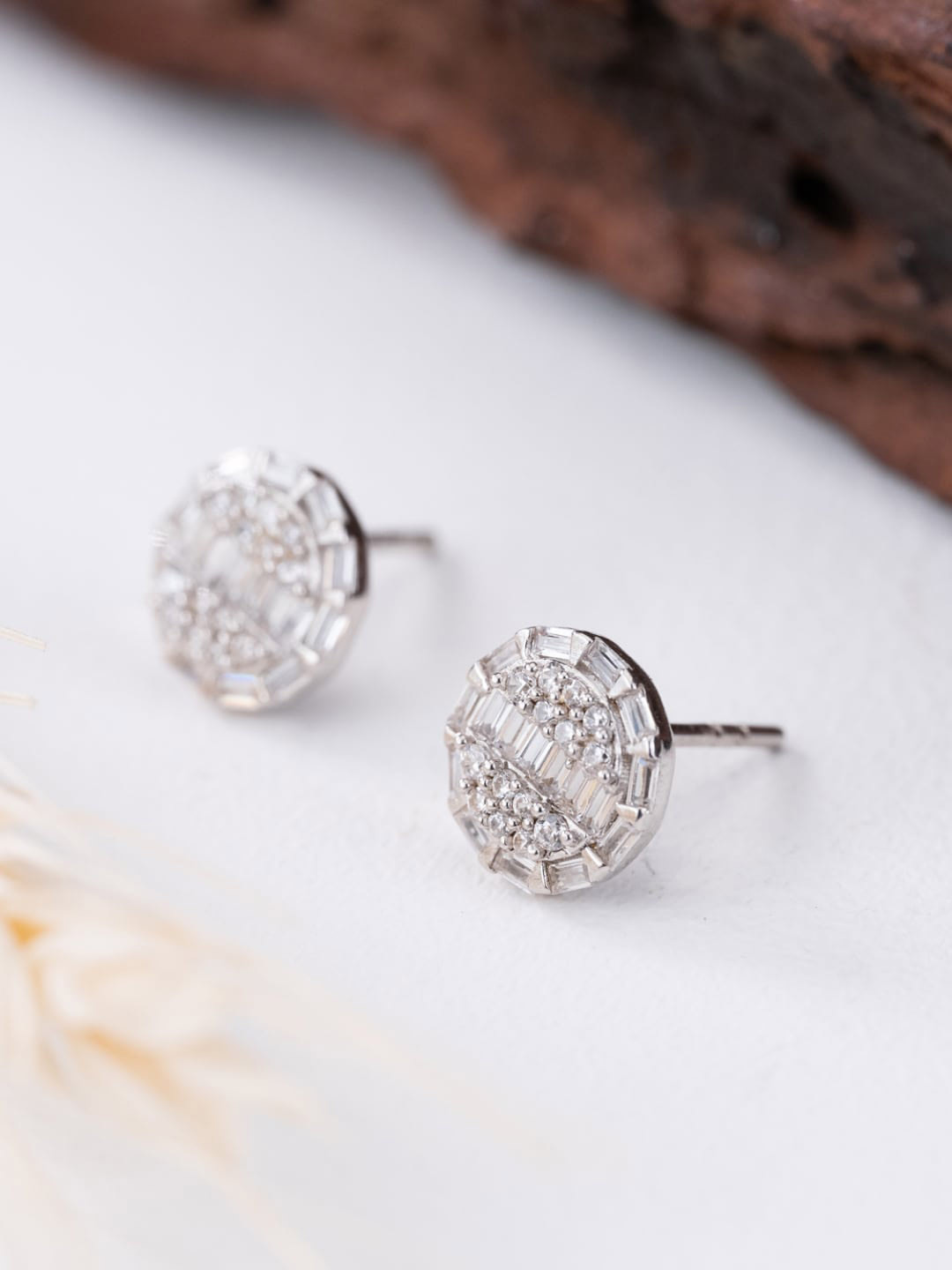

MISS JO Silver-Plated 92.5 Sterling Silver Studs Earrings