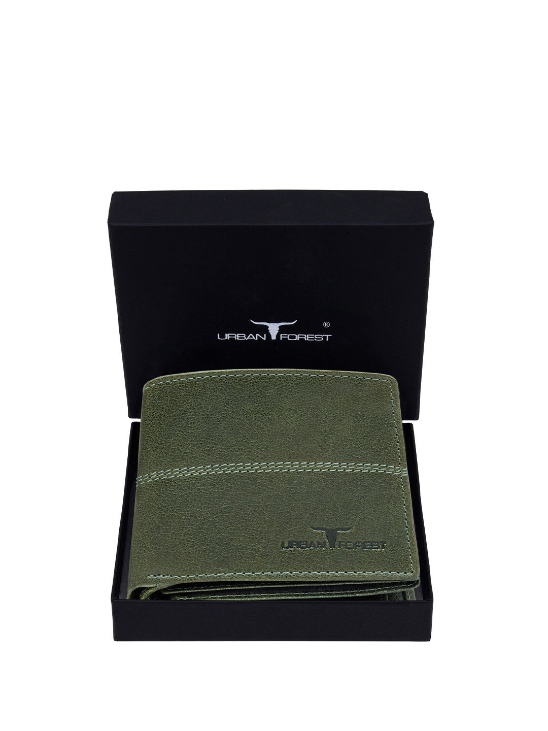 

URBAN FOREST Men Textured Leather Two Fold Wallet, Green