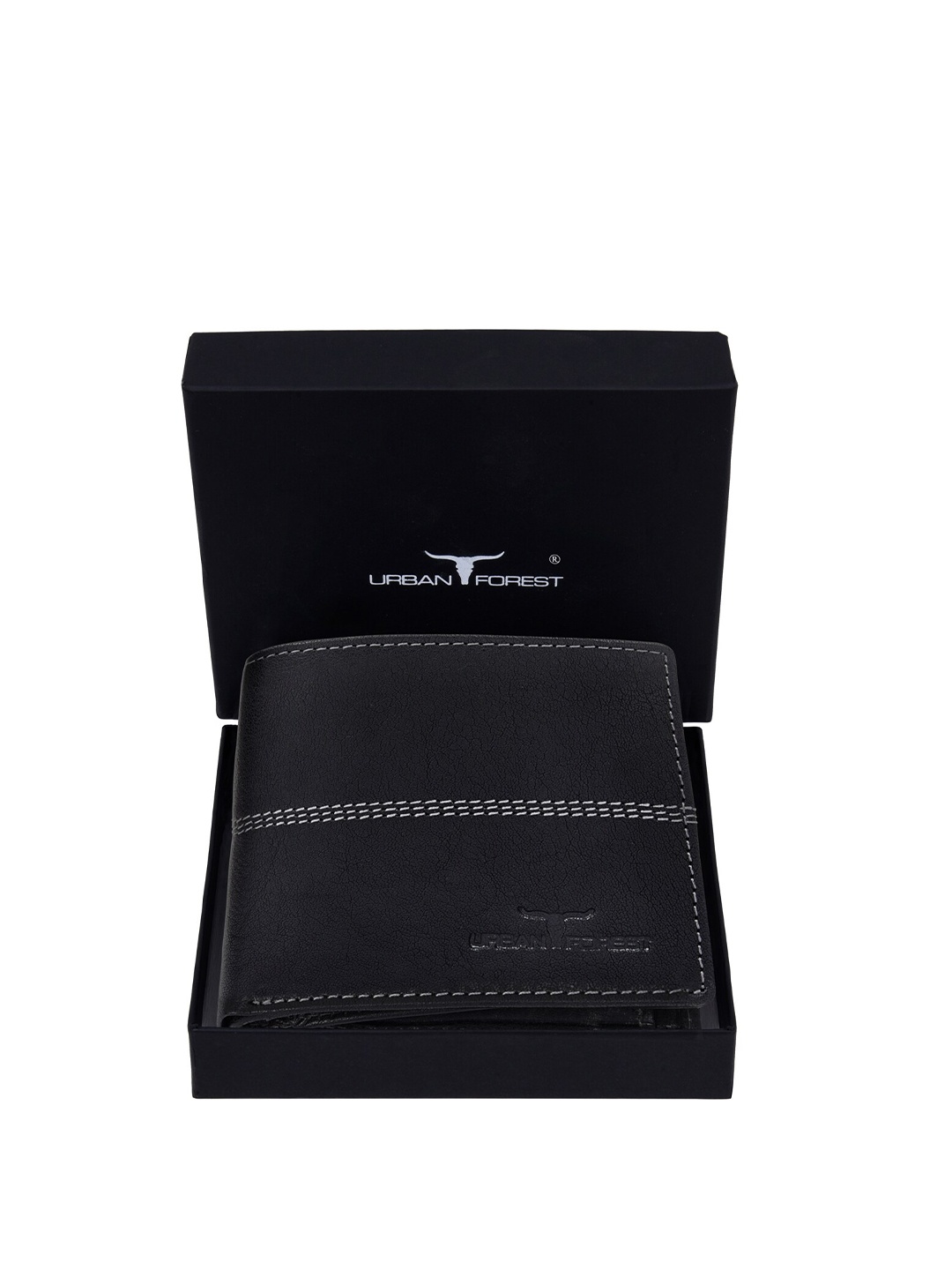 

URBAN FOREST Men Textured Leather Two Fold Wallet, Black