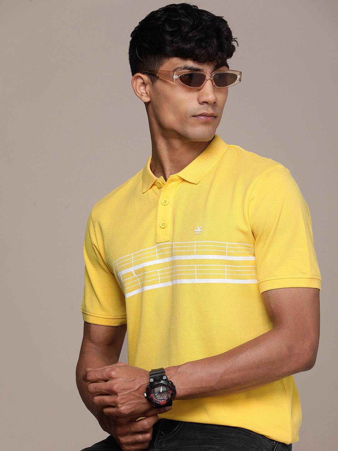 

WROGN Men Polo Collar Pure Cotton T-shirt, Yellow