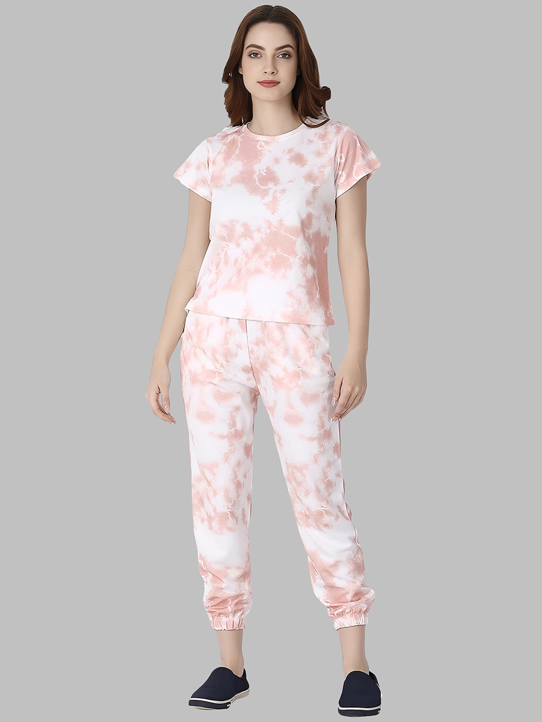 

N N ENTERPRISE Tie & Dye T-Shirt & Joggers Co-Ords, White
