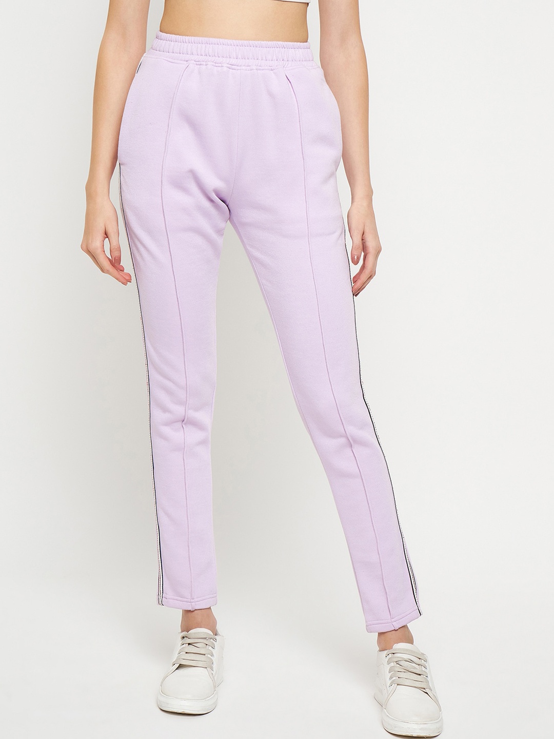 

BRINNS Women Slim Fit Pleated Cotton Track Pants, Lavender