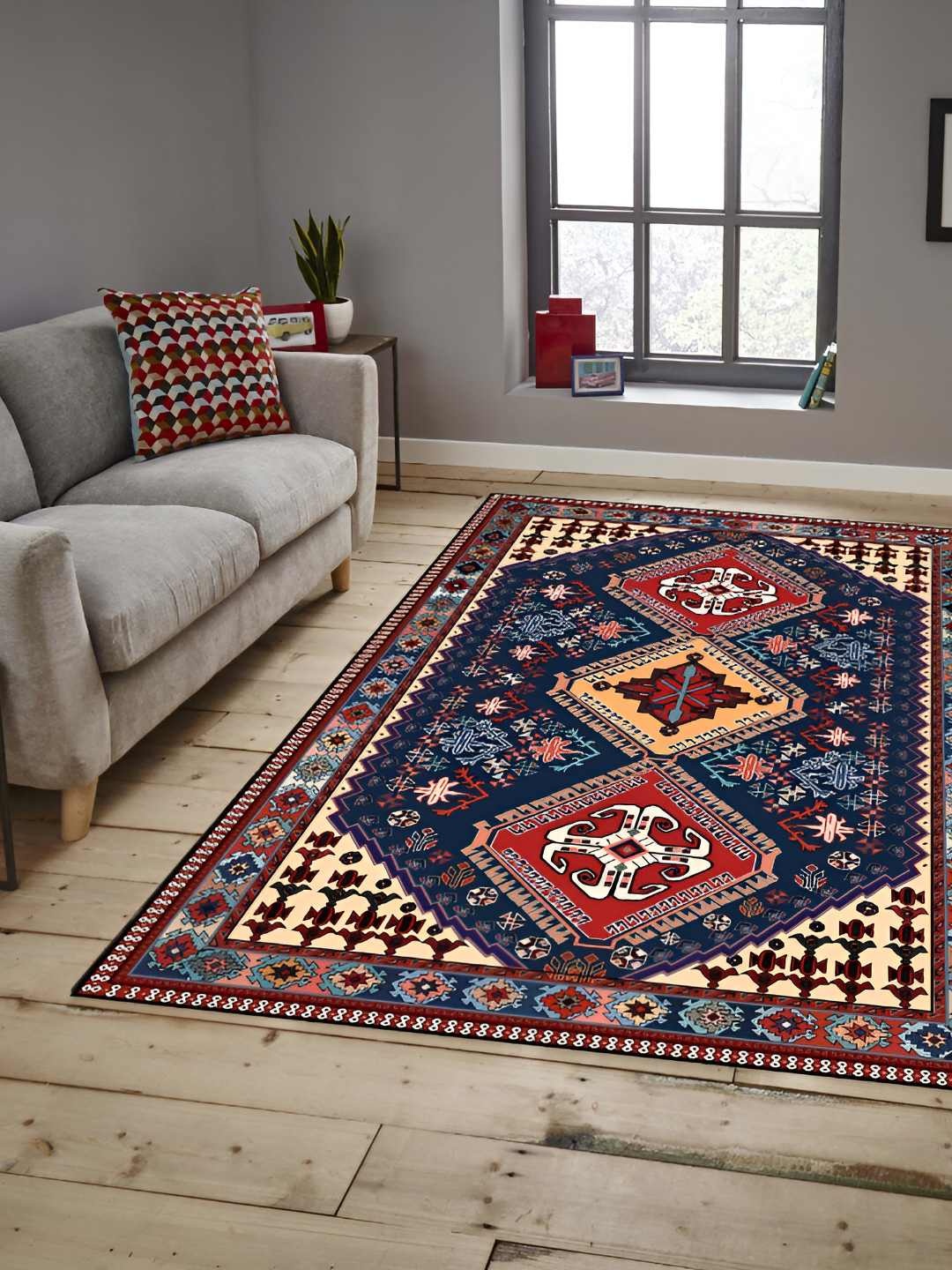 

Sparrow world Maroon Floral Printed Anti-Skid Carpet