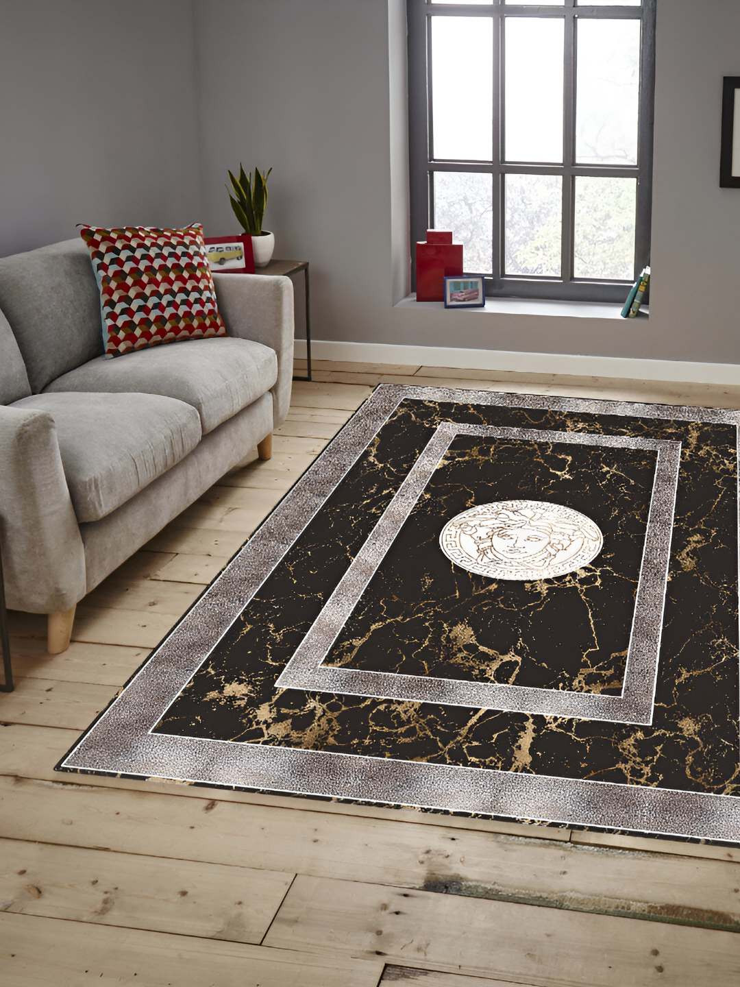 

Sparrow world Coffee Brown Abstract Anti-Skid Carpet