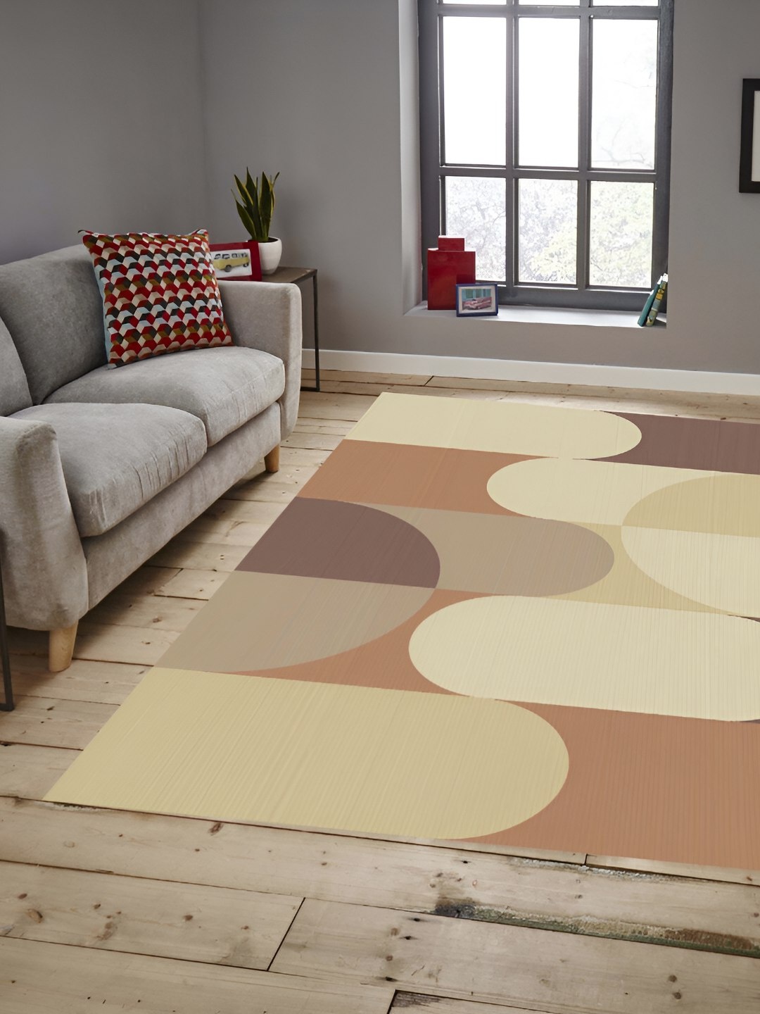 

Sparrow world Orange Brown Beige Abstract Anti-Skid Carpet