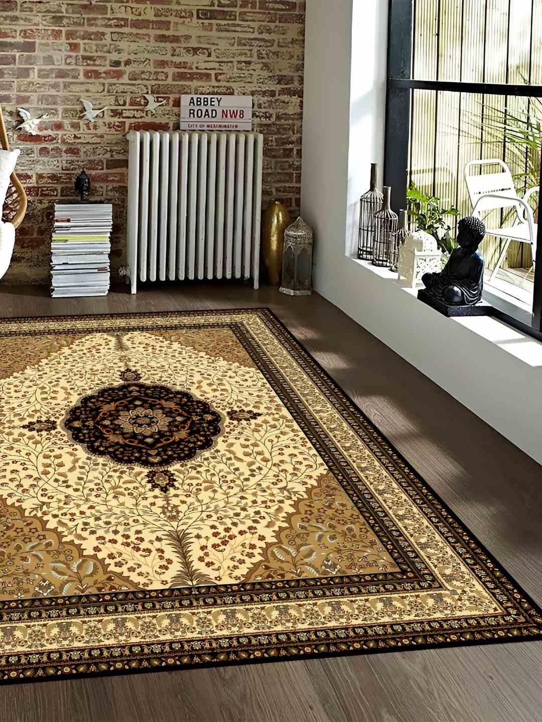

Sparrow world Beige & Brown Bohemian Anti-Skid Carpet