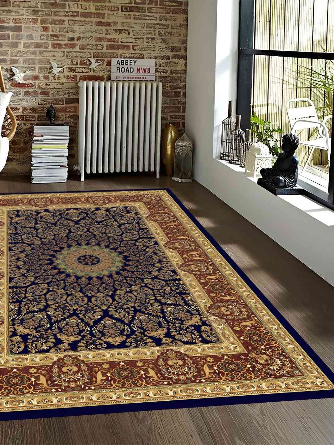 

Sparrow world Brown & Red Bohemian Anti-Skid Rectangular Carpet, Black