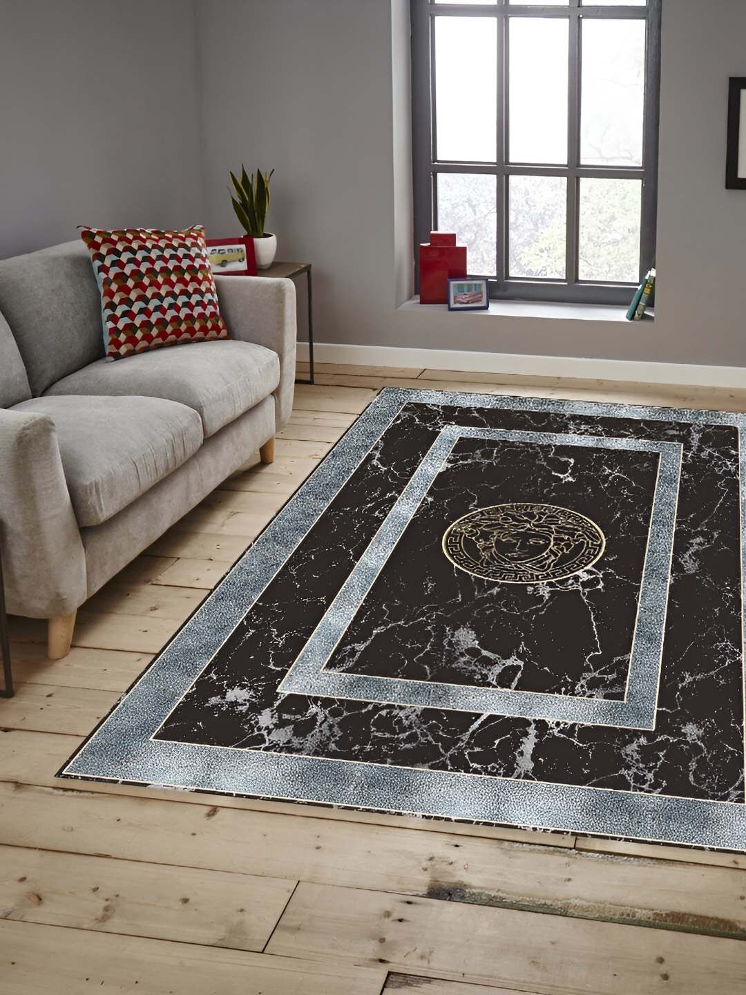 

Sparrow world Coffee Brown Bohemian Anti-Skid Polyester Carpet