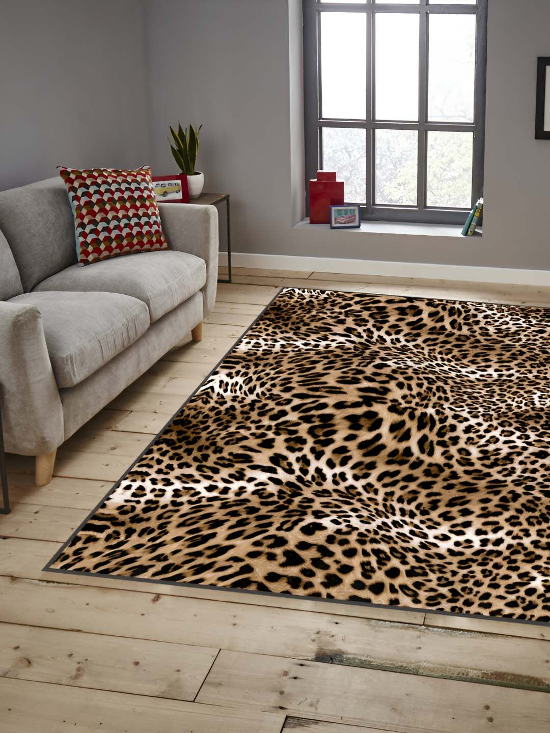 

Sparrow world Brown & Black Abstract Anti-Skid Rectangular Carpet, Coffee brown