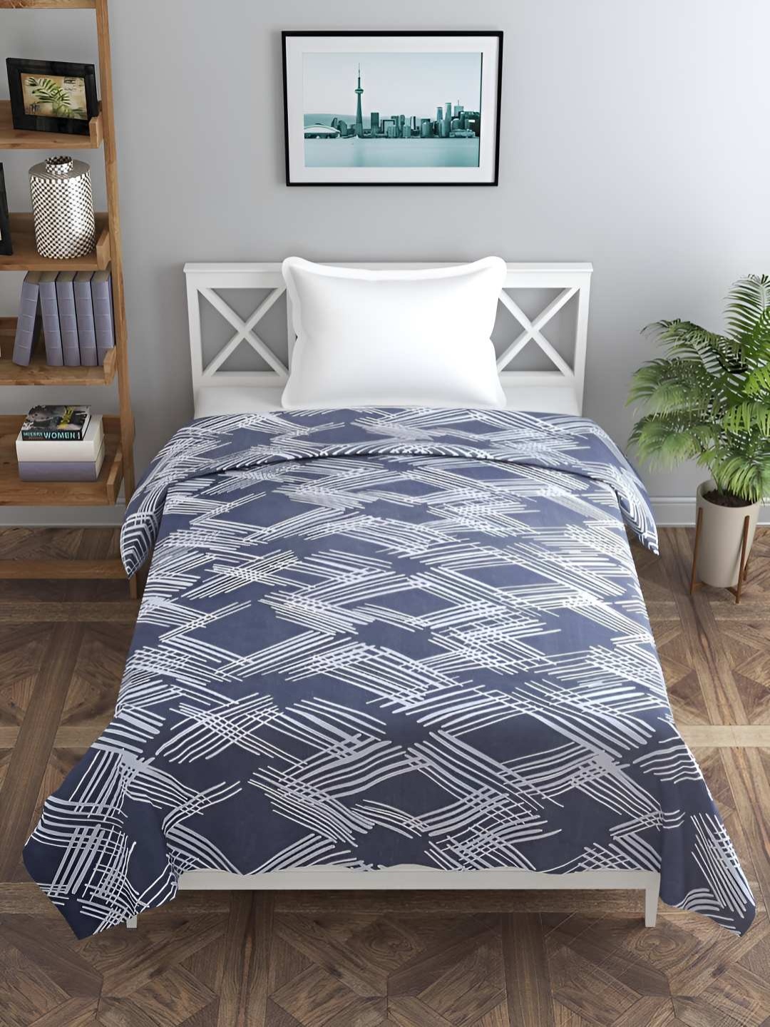 

RRC Grey & White Geometric Printed Microfiber Cotton Single Duvet Cover