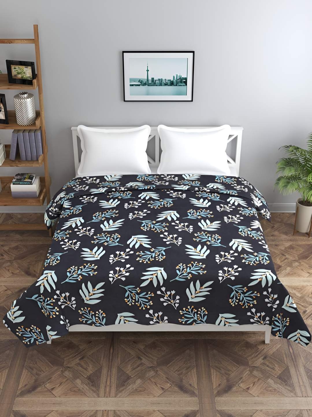 

RRC Navy Blue & Blue Floral Printed Microfiber Cotton Double Queen Duvet Cover