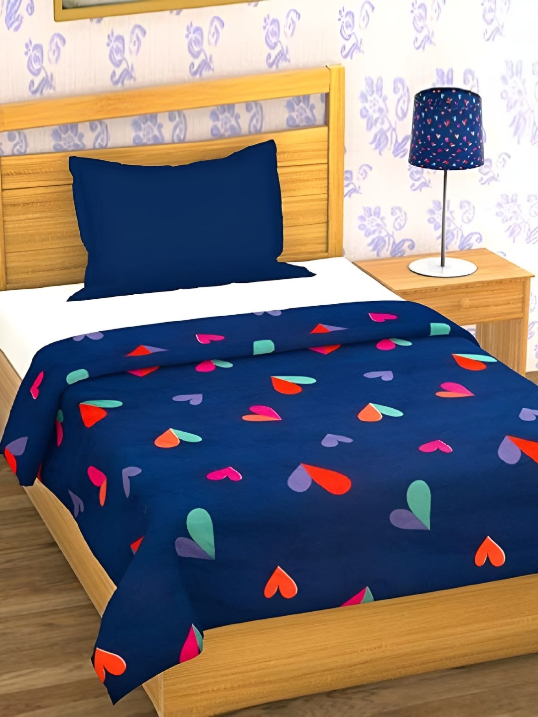 

RRC Navy Blue & Red Printed Microfiber Cotton Single Duvet Cover