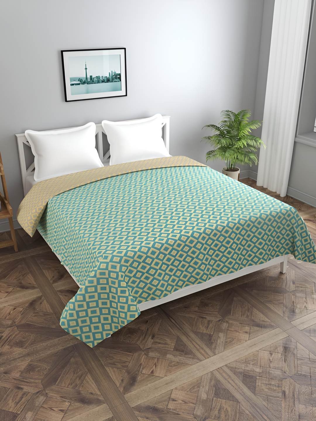 

RRC Green & Beige Geometric Printed Double Queen Duvet Cover