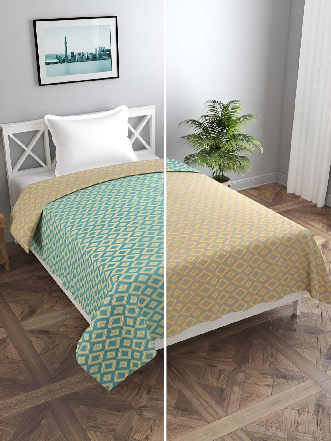 

RRC Green & Beige Geometric Printed Microfiber Cotton Single Duvet Cover