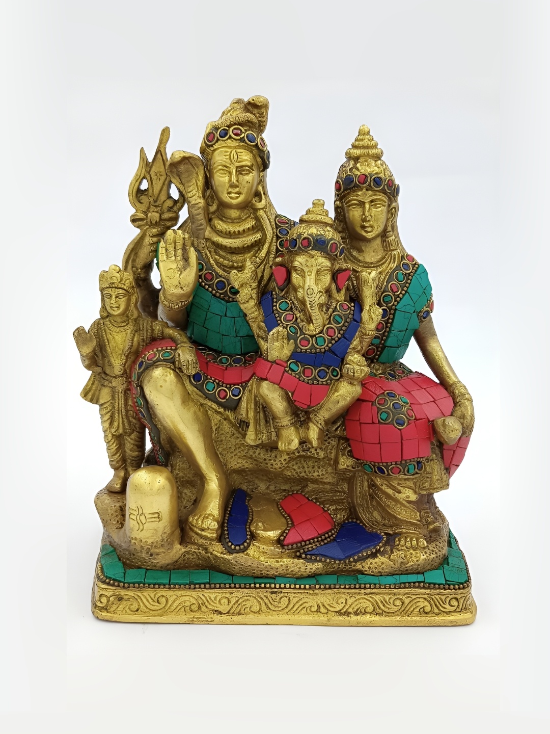 

Arihant Craft Gold toned & Red Lord Shiva Parivar Brass Showpiece