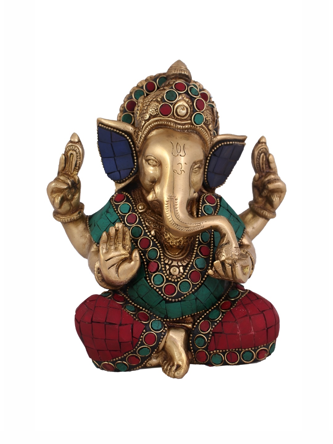 

Arihant Craft Bronze Toned & Maroon Brass Ganesha Showpiece