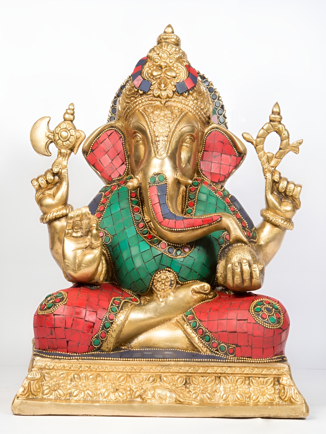 

Arihant Craft Gold Toned Red Lord Ganesha Brass Showpiece