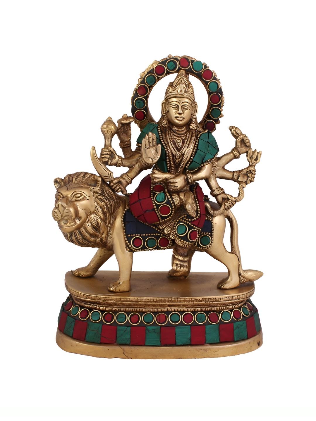 

Arihant Craft Bronze Toned & Maroon Brass Durga Showpiece