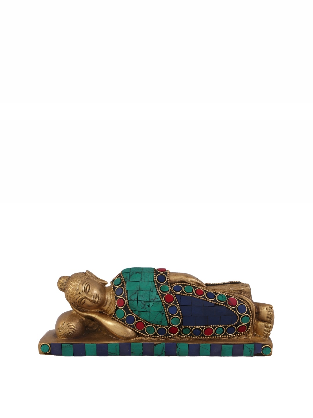 

Arihant Craft Gold-Toned & Red Brass Lord Buddha Sleeping Posture Small Showpiece