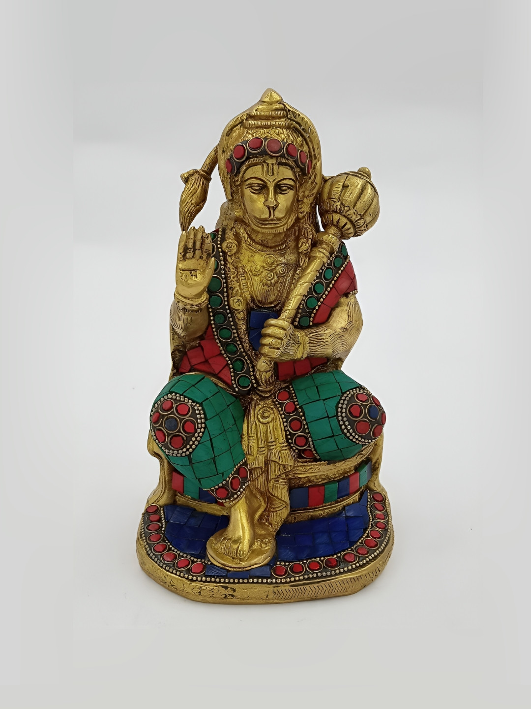 

Arihant Craft Gold Toned Red Lord Hanuman Brass Showpiece