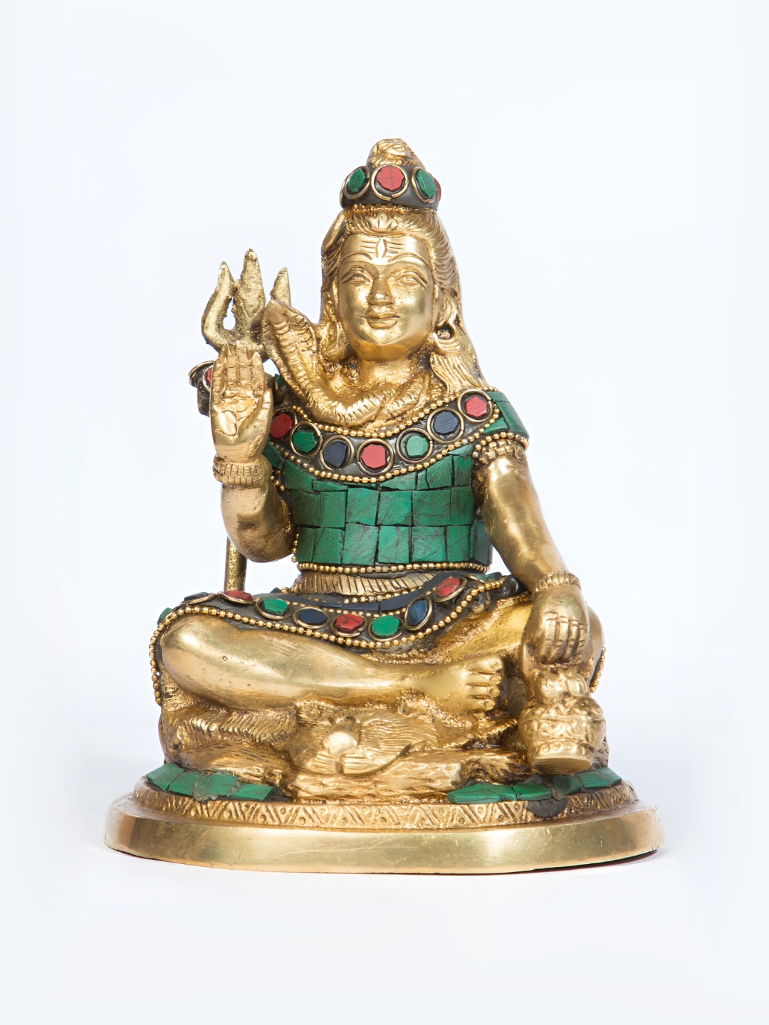 

Arihant Craft Gold toned & Green Lord Shiva Brass Showpiece