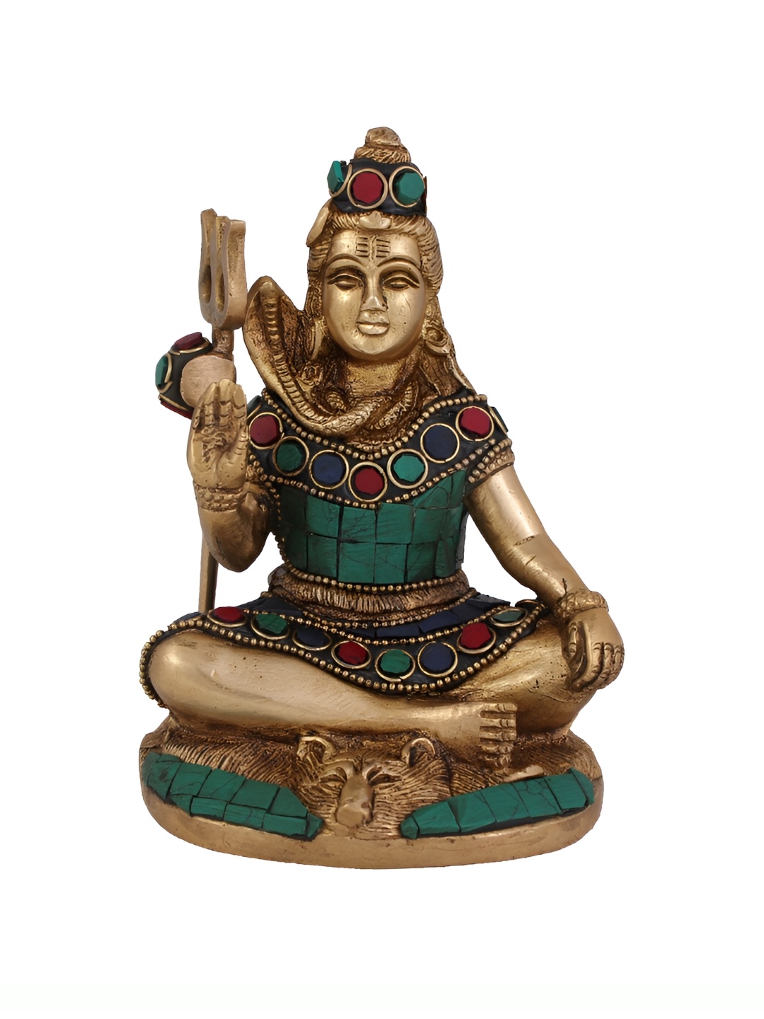 

Arihant Craft Green & Red Lord Shiva Brass Showpiece